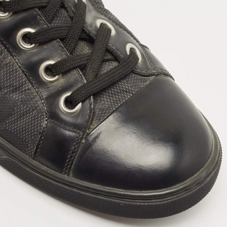 Pre Owned Louis Vuitton Damier Graphite Fabric and Suede Trim Zip Up High Top Sneakers Size 41