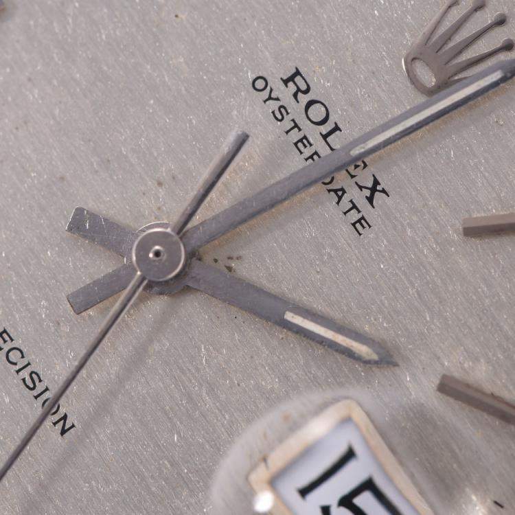 Pre Owned Rolex Silver Stainless Steel Oyster Date Precision 6694 Men's Wristwatch 33 MM