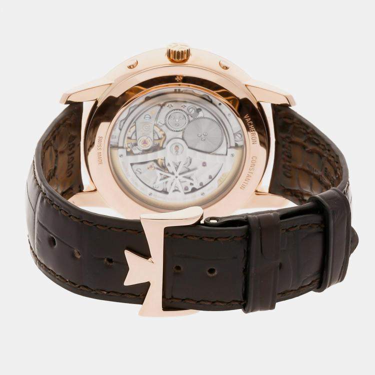 Pre Owned Vacheron Constantin Silver 18k Rose Gold Patrimony 43175/000R-9687 Automatic Men's Wristwatch 41 mm