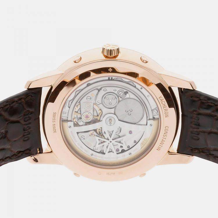 Pre Owned Vacheron Constantin Silver 18k Rose Gold Patrimony 43175/000R-9687 Automatic Men's Wristwatch 41 mm