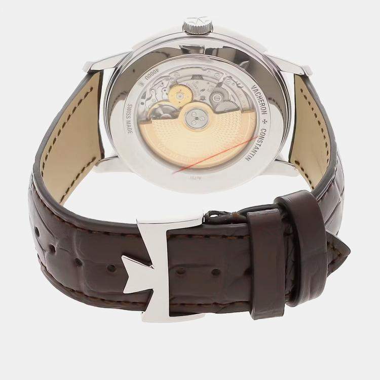 Pre Owned Vacheron Constantin Silver 18k White Gold Patrimony 4000U/000G-B112 Automatic Men's Wristwatch 42 mm
