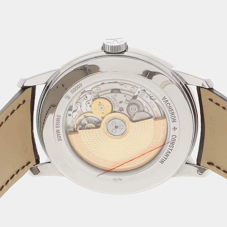 Pre Owned Vacheron Constantin Silver 18k White Gold Patrimony 4000U/000G-B112 Automatic Men's Wristwatch 42 mm