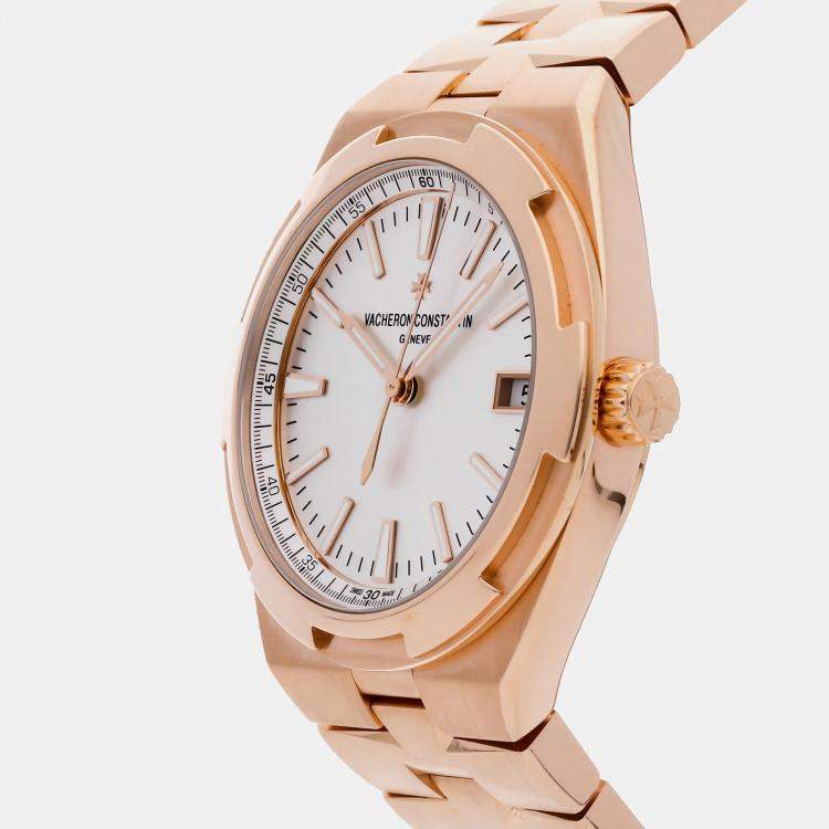 Pre Owned Vacheron Constantin Silver 18k Rose Gold Overseas 4500V/000R-B127 Automatic Men's Wristwatch 41 mm