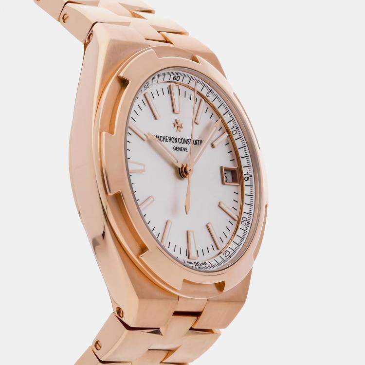 Pre Owned Vacheron Constantin Silver 18k Rose Gold Overseas 4500V/000R-B127 Automatic Men's Wristwatch 41 mm