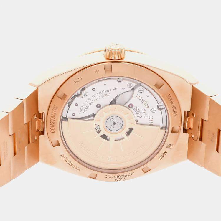 Pre Owned Vacheron Constantin Silver 18k Rose Gold Overseas 4500V/000R-B127 Automatic Men's Wristwatch 41 mm