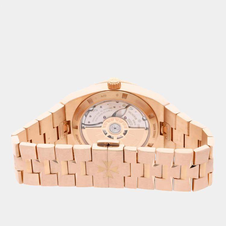 Pre Owned Vacheron Constantin Overseas 4500V/110R-B705 Automatic Rose Gold Blue Dial Men's Wristwatch 41mm