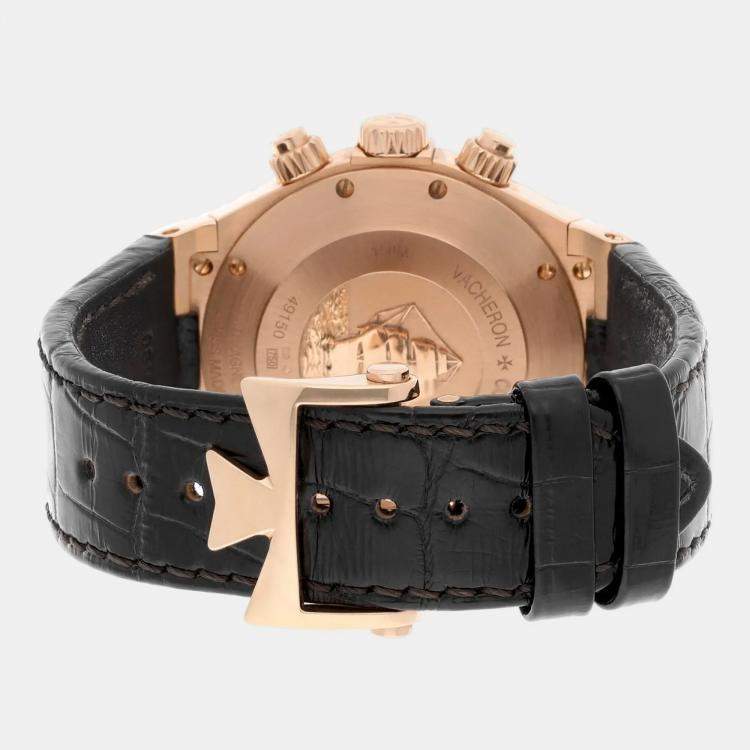 Pre Owned Vacheron Constantin Overseas 49150/000R-9338 Automatic Grey 18k Rose Gold Men's Wristwatch 43 mm