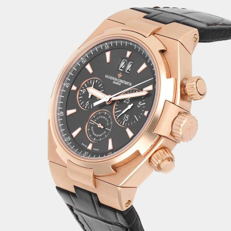 Pre Owned Vacheron Constantin Overseas 49150/000R-9338 Automatic Grey 18k Rose Gold Men's Wristwatch 43 mm