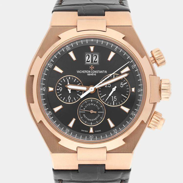 Pre Owned Vacheron Constantin Overseas 49150/000R-9338 Automatic Grey 18k Rose Gold Men's Wristwatch 43 mm