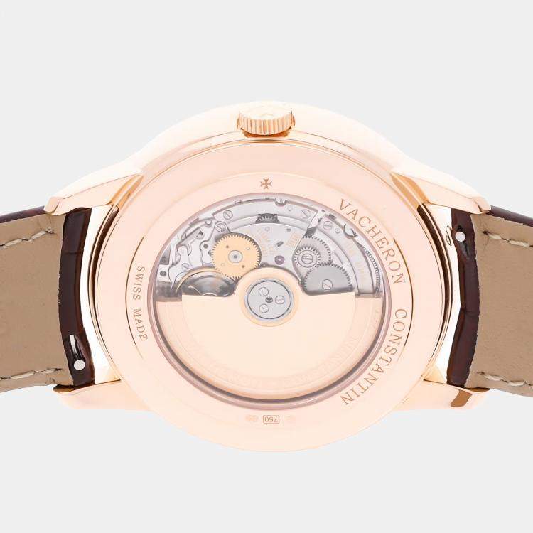 Pre Owned Vacheron Constantin Patrimony Retrograde Day-Date 86020/000R-9239 Automatic White 18k Rose Gold Men's Wristwatch 43mm