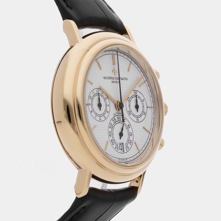 Pre Owned Vacheron Constantin Patrimony 49003/000J-7871 Automatic Chronograph White Dial 18k Yellow Gold Men's Wristwatch 38mm