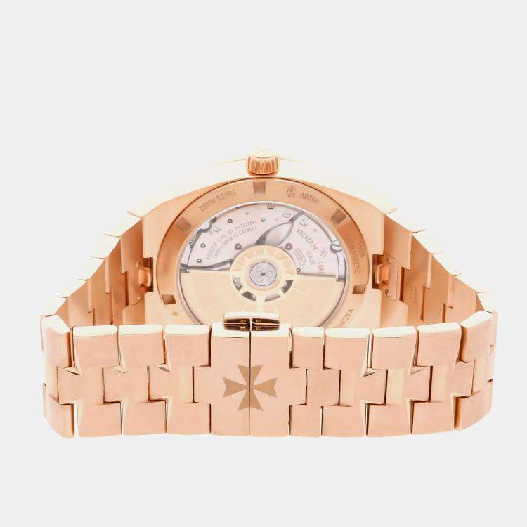 Pre Owned Pre-Owned Vacheron Constantin Overseas 4500V/000R-B127 Silver Automatic 18k Rose Gold Men's Wristwatch 41 MM