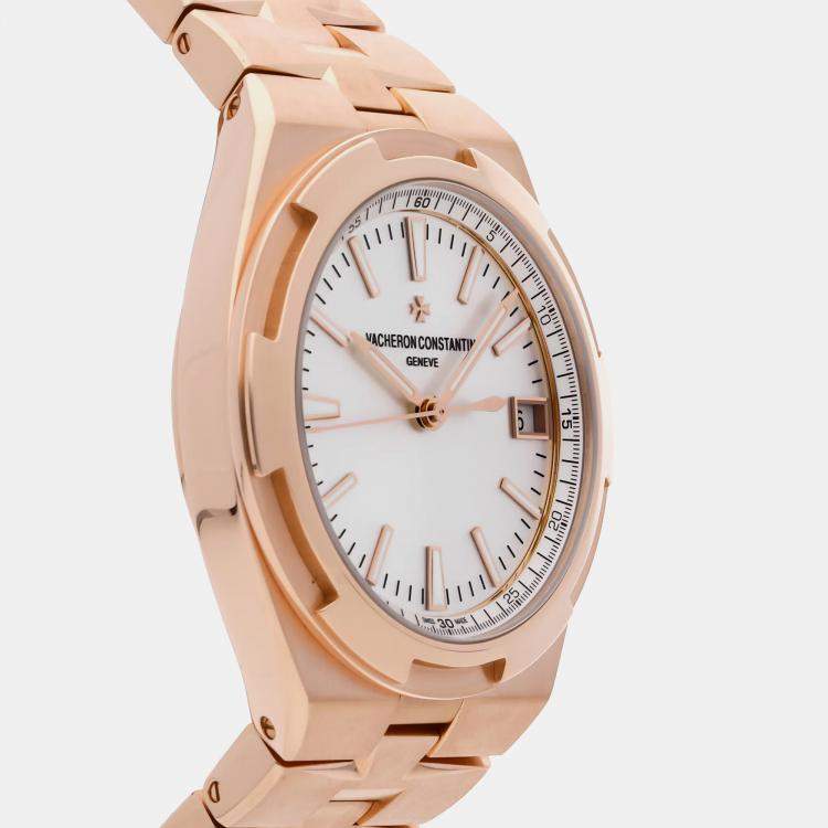 Pre Owned Pre-Owned Vacheron Constantin Overseas 4500V/000R-B127 Silver Automatic 18k Rose Gold Men's Wristwatch 41 MM