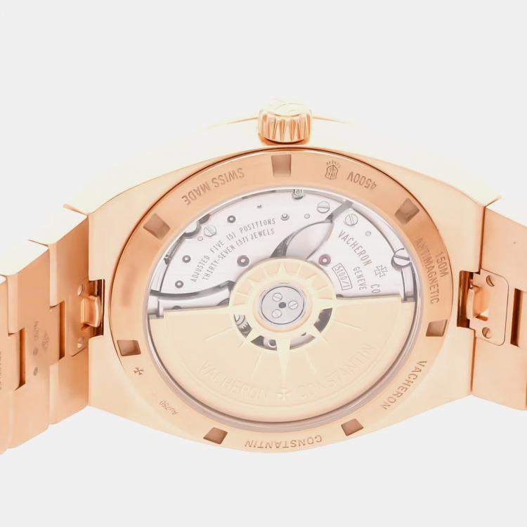 Pre Owned Pre-Owned Vacheron Constantin Overseas 4500V/000R-B127 Silver Automatic 18k Rose Gold Men's Wristwatch 41 MM