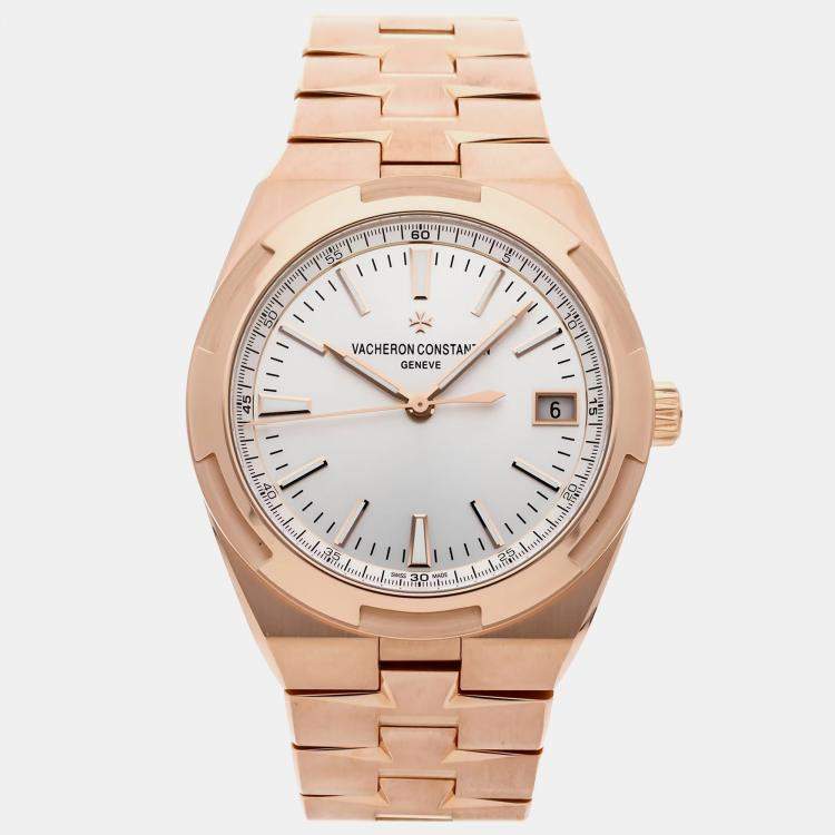 Pre Owned Pre-Owned Vacheron Constantin Overseas 4500V/000R-B127 Silver Automatic 18k Rose Gold Men's Wristwatch 41 MM