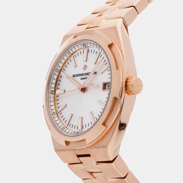 Pre Owned Pre-Owned Vacheron Constantin Overseas 4500V/000R-B127 Silver Automatic 18k Rose Gold Men's Wristwatch 41 MM