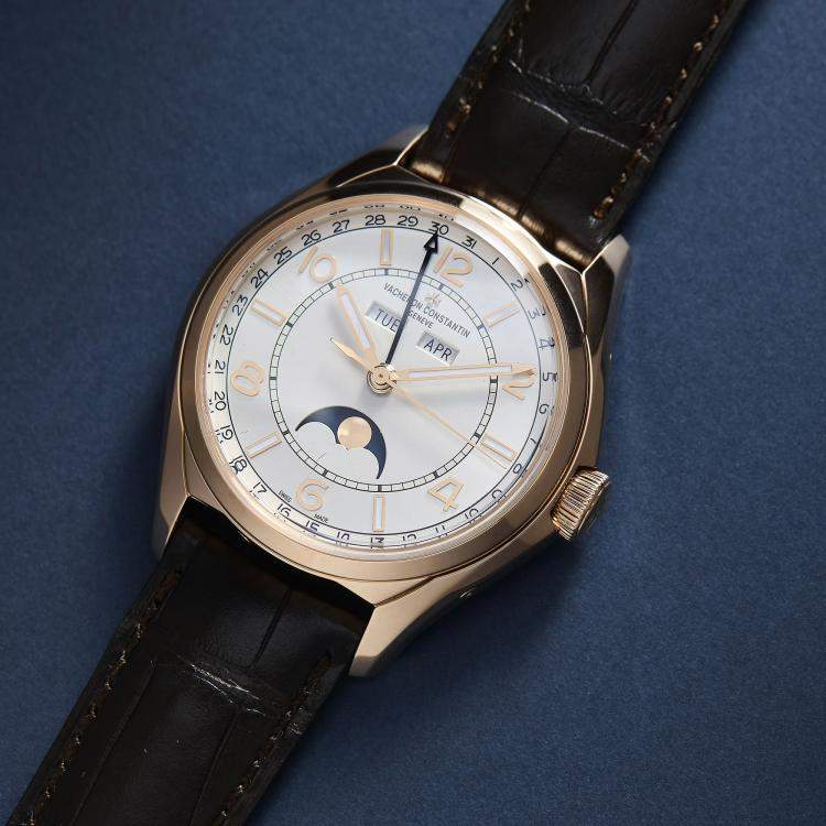 Pre Owned Pre-Owned Vacheron Constantin Fiftysix Complete Calendar 4000E/000R-B438 Silver Automatic 18k Rose Gold Men's Wristwatch 40 MM