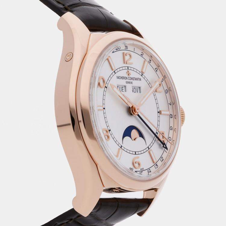 Pre Owned Pre-Owned Vacheron Constantin Fiftysix Complete Calendar 4000E/000R-B438 Silver Automatic 18k Rose Gold Men's Wristwatch 40 MM