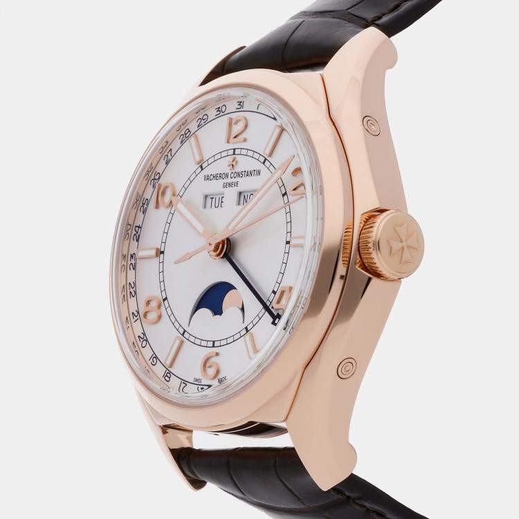 Pre Owned Pre-Owned Vacheron Constantin Fiftysix Complete Calendar 4000E/000R-B438 Silver Automatic 18k Rose Gold Men's Wristwatch 40 MM