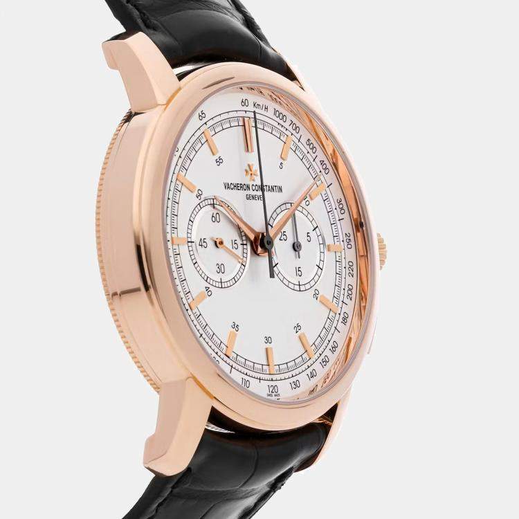 Pre Owned Vacheron Constantin Patrimony 47192/000R-9352 Manual Winding Silver 18k Rose Gold Men’s Wristwatch 42mm