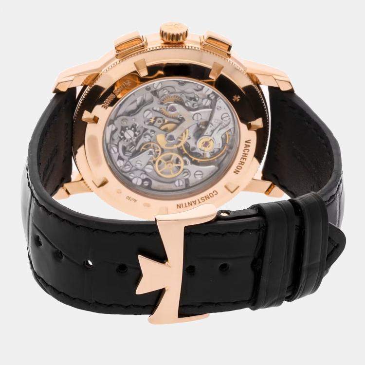 Pre Owned Vacheron Constantin Patrimony 47192/000R-9352 Manual Winding Silver 18k Rose Gold Men’s Wristwatch 42mm