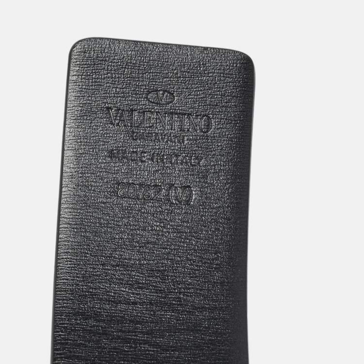 Pre Owned Valentino Brown/Leather Leather VLogo Reversible Belt 80CM
