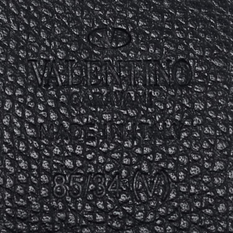 Pre Owned Valentino Black/Ivory Leather VLogo Reversible Belt 85CM