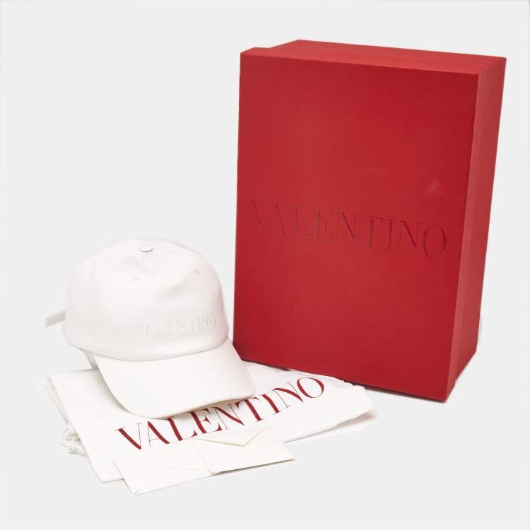 Pre Owned Valentino White Logo Embroidered Cotton Baseball Cap 54