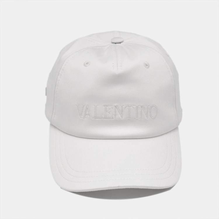 Pre Owned Valentino White Logo Embroidered Cotton Baseball Cap 54