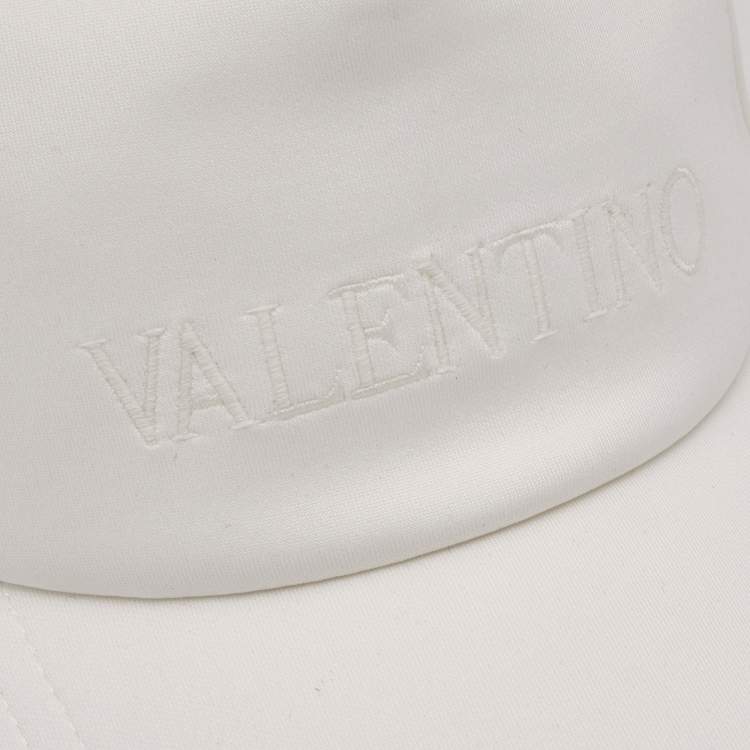Pre Owned Valentino White Logo Embroidered Cotton Baseball Cap 54