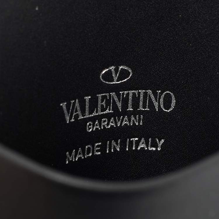 Pre Owned Valentino VLTN Black Leather Phone Lanyard 