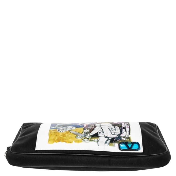 Pre Owned Valentino Black Nylon Spaceland Laptop Case