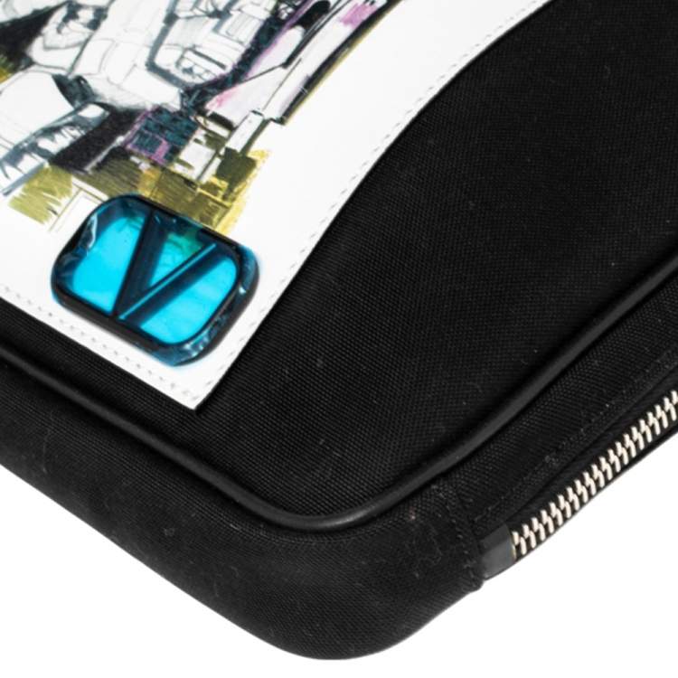 Pre Owned Valentino Black Nylon Spaceland Laptop Case