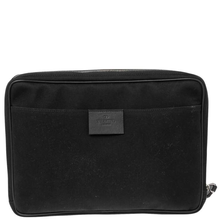 Pre Owned Valentino Black Nylon Spaceland Laptop Case