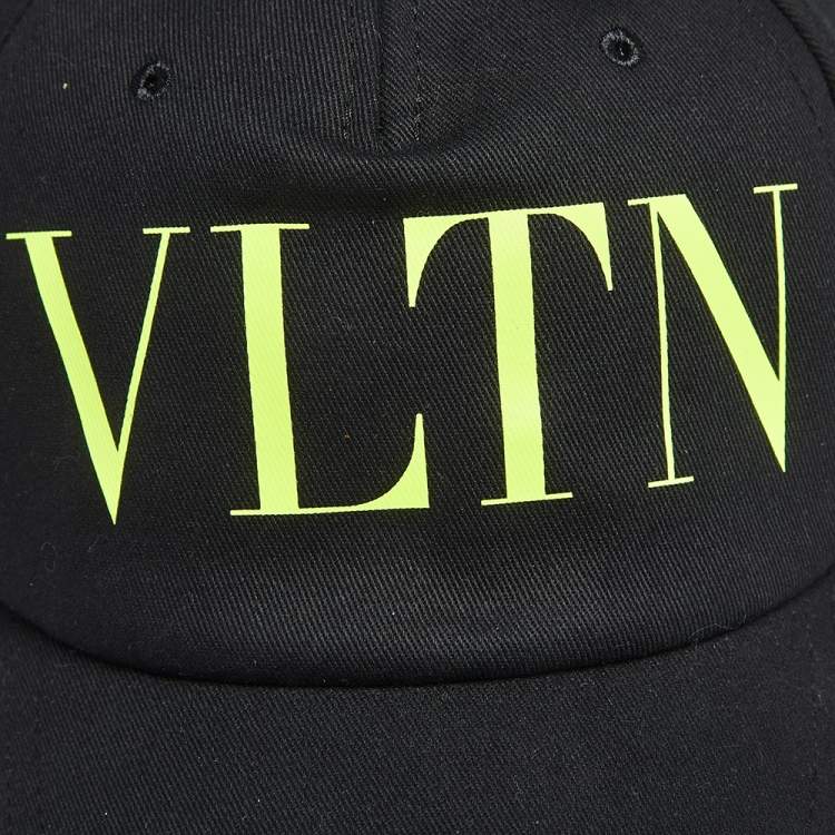 Pre Owned Valentino Black VLTN Print Cotton Baseball Cap Size 60