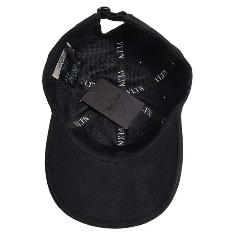 Pre Owned Valentino Black VLTN Print Cotton Baseball Cap Size 60