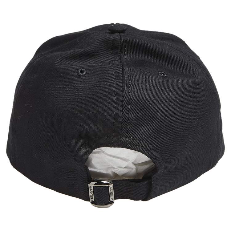 Pre Owned Valentino Black VLTN Print Cotton Baseball Cap Size 60
