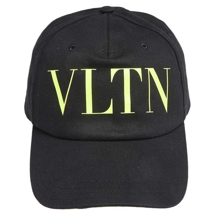 Pre Owned Valentino Black VLTN Print Cotton Baseball Cap Size 60