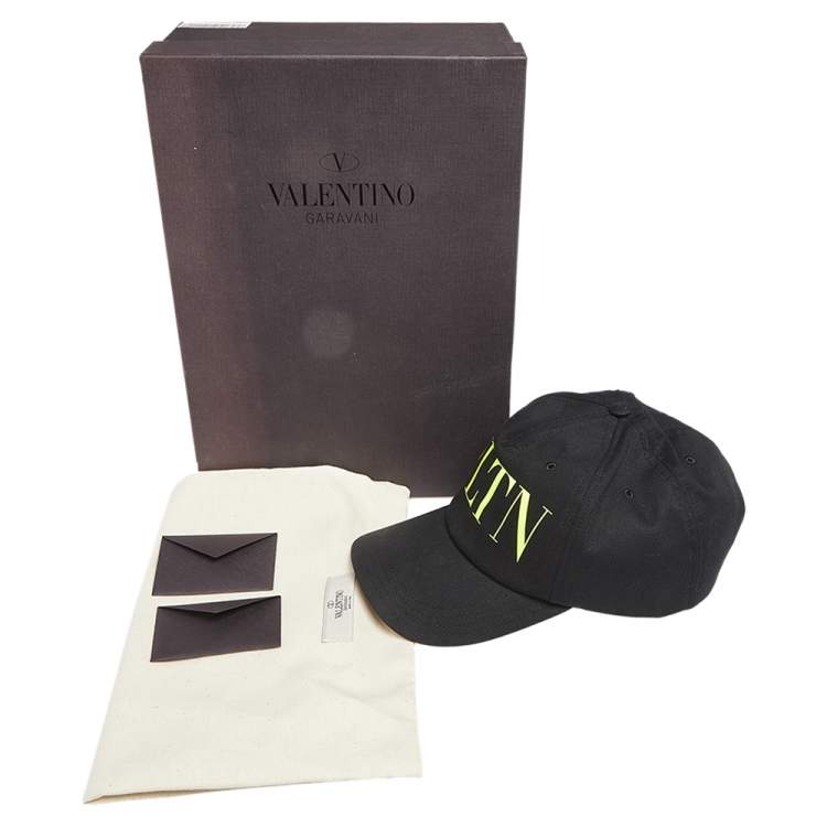 Pre Owned Valentino Black VLTN Print Cotton Baseball Cap Size 60