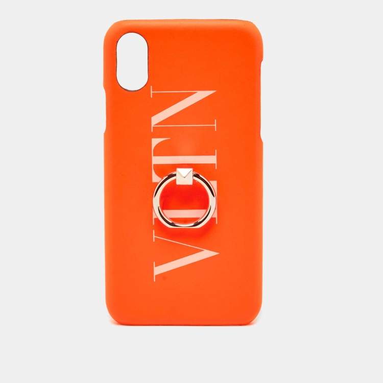 Valentino Neon Orange Leather VLTN iPhone X/XS Cover Valentino | The Luxury  Closet