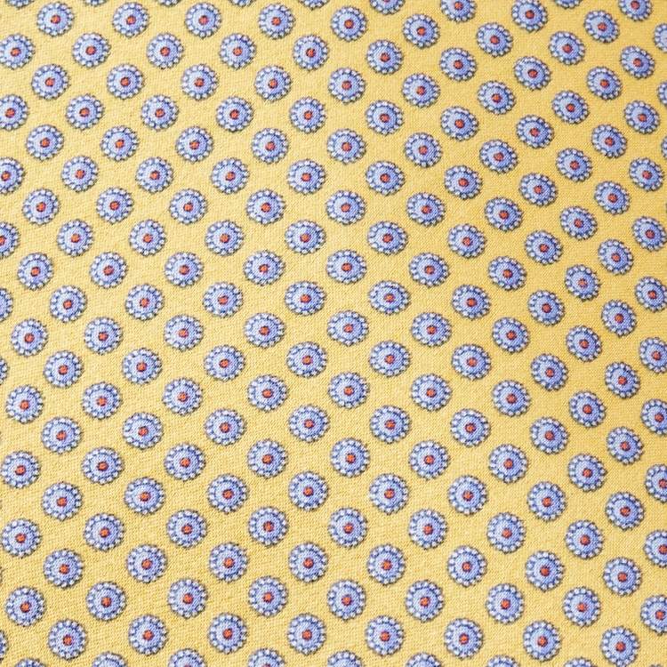 Pre Owned Valentino Yellow Printed Silk Tie