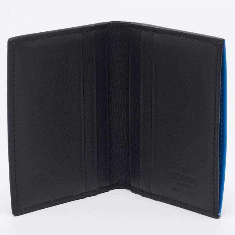 Pre Owned Valentino Blue Leather VLogo Signature Card Holder