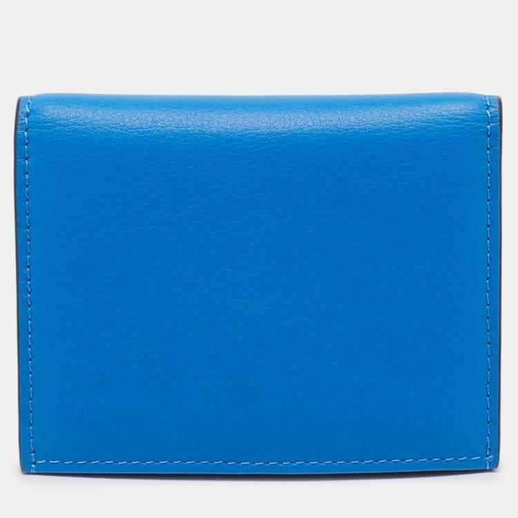 Pre Owned Valentino Blue Leather VLogo Signature Card Holder