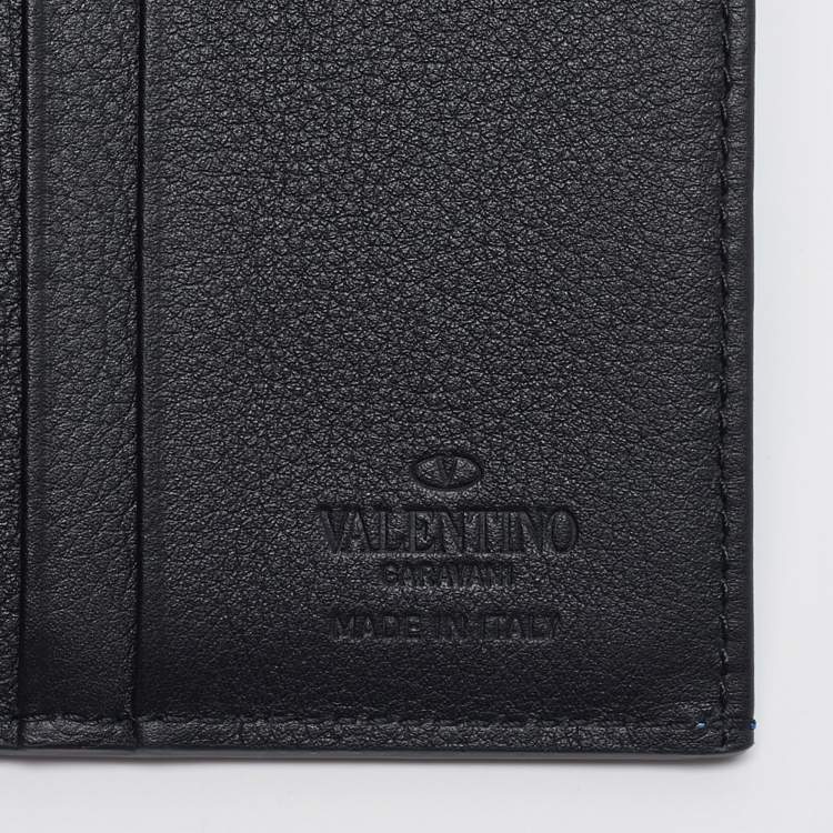 Pre Owned Valentino Blue Leather VLogo Signature Card Holder