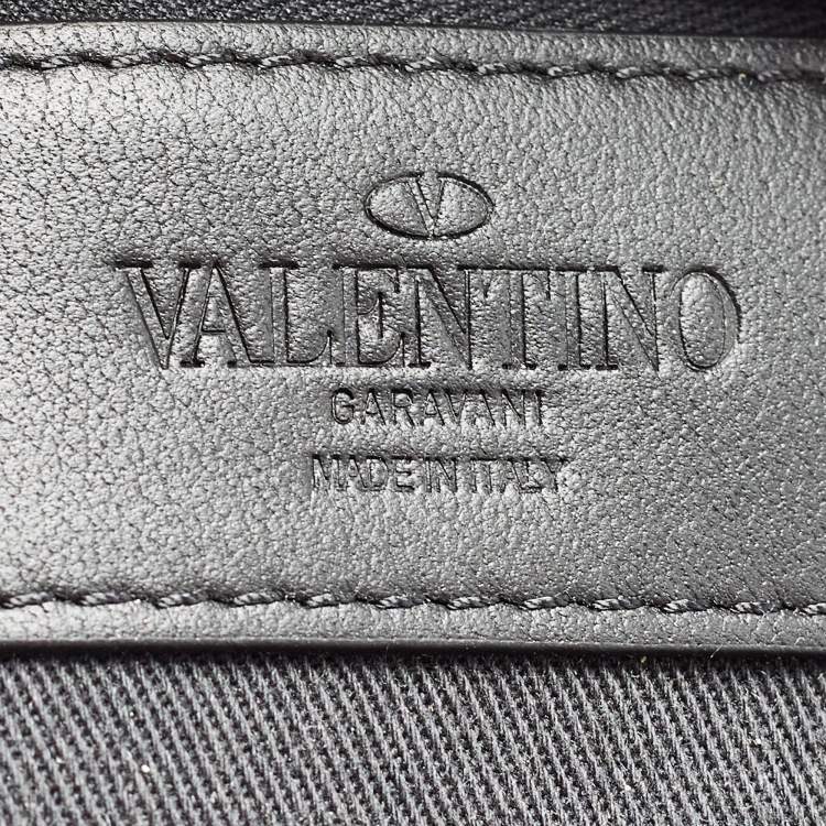 Pre Owned Valentino Black/Metallic Camouflage Fabric and Leather VLogo Backpack
