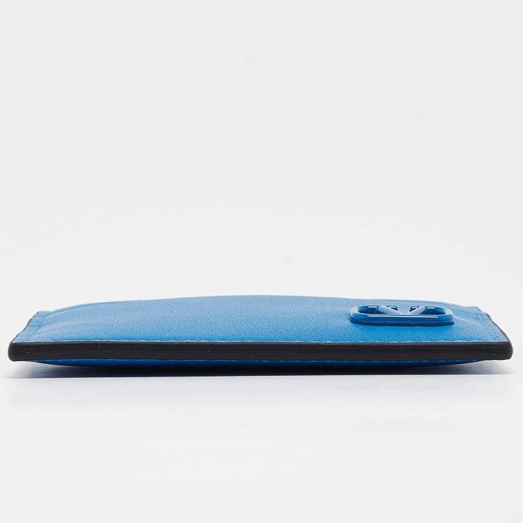 Pre Owned Valentino Blue Leather VLogo Card Holder