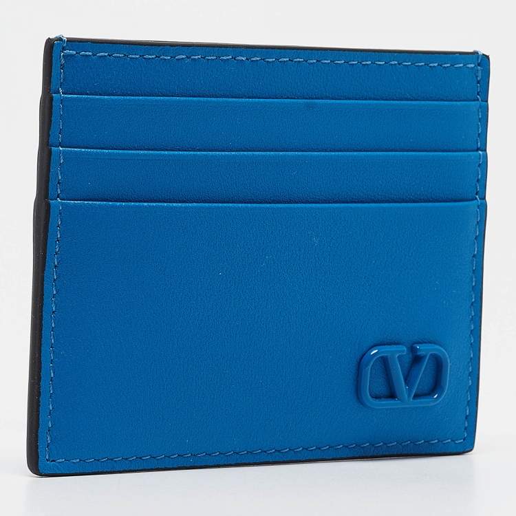 Pre Owned Valentino Blue Leather VLogo Card Holder