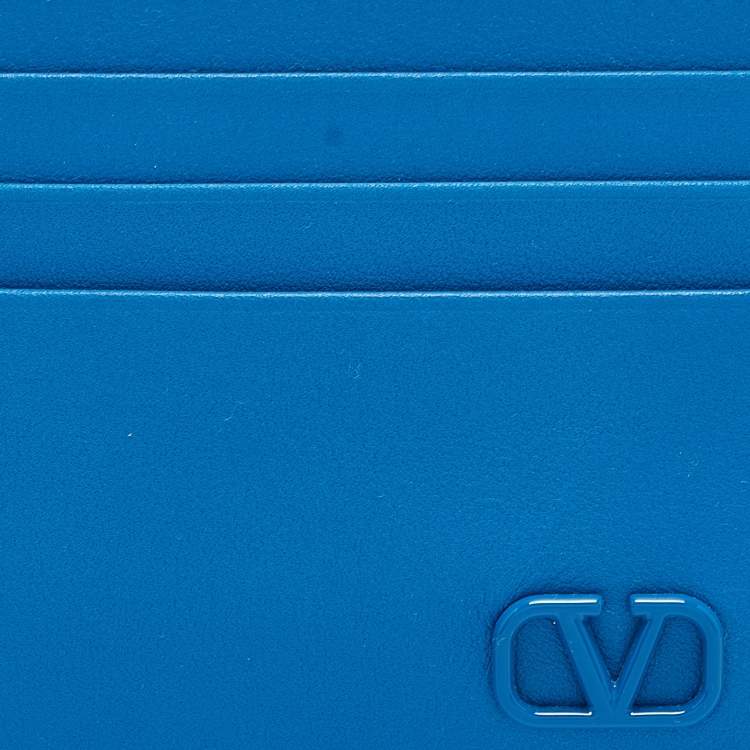Pre Owned Valentino Blue Leather VLogo Card Holder