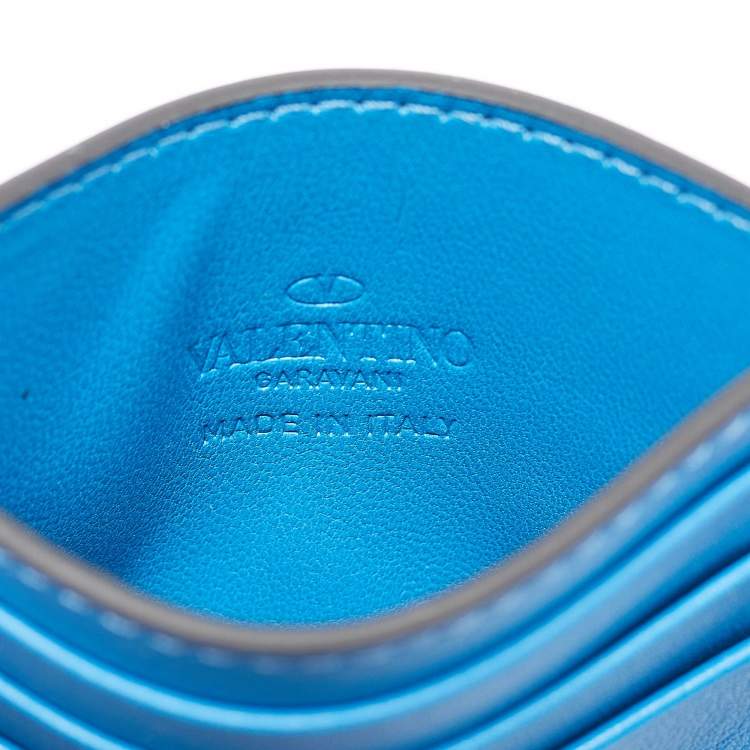 Pre Owned Valentino Blue Leather VLogo Card Holder