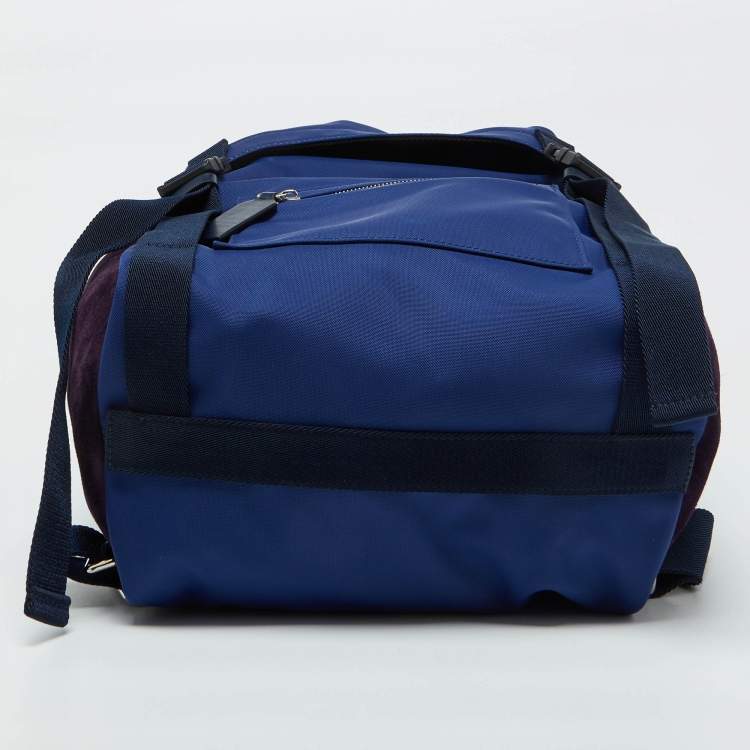 Pre Owned Valentino Navy Blue/Purple Nylon and Suede VLTN Backpack